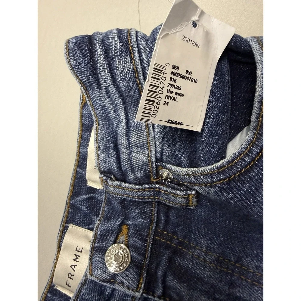 FRAME The Wide Straight Leg Jeans Blue Denim Ankle Length Sz 24 NWT $268 - Picture 11 of 16